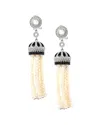 Gemstones 0.58 Ct. Tw. Diamond & 2mm Pearl Silver Earrings