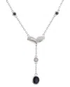 Gemstones 0.58 Ct. Tw. Diamond & Sapphire Silver Necklace In Metallic