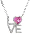 Gemstones 0.59 Ct. Tw. Diamond & Pink Topaz Silver Necklace In Metallic