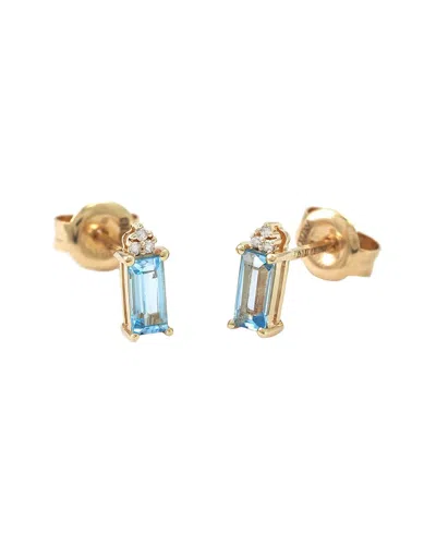 Gemstones 0.60 Ct. Tw. Diamond & Blue Topaz 14k Earrings