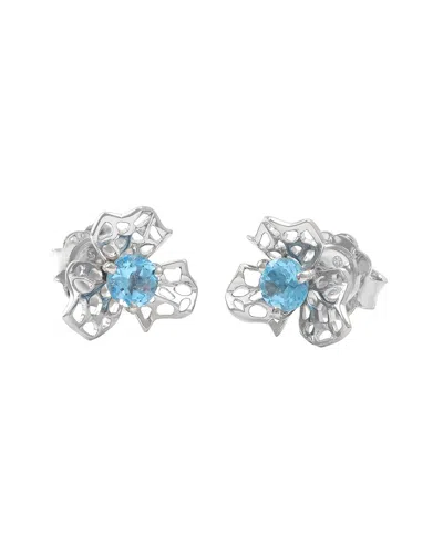 Gemstones 0.65 Ct. Tw. Blue Topaz Silver Earrings In Metallic