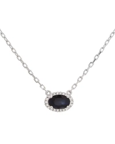 Gemstones 0.65 Ct. Tw. Diamond & Sapphire Silver Necklace In Metallic