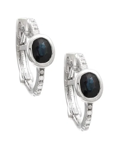 GEMSTONES 0.87 CT. TW. DIAMOND & SAPPHIRE SILVER EARRINGS