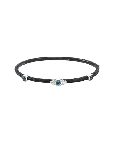 Gemstones 0.92 Ct. Tw. Diamond & Blue Topaz Silver Bangle