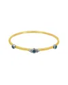 Gemstones 0.93 Ct. Tw. Diamond & Blue Topaz Silver Bangle In Gold