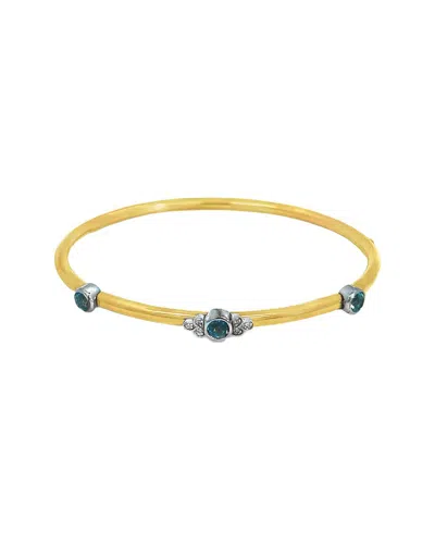 GEMSTONES 0.93 CT. TW. DIAMOND & BLUE TOPAZ SILVER BANGLE