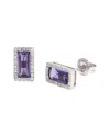 Gemstones 1.02 Ct. Tw. Diamond & Amethyst 14k Earrings In Metallic