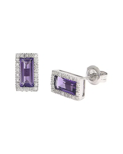 GEMSTONES 1.02 CT. TW. DIAMOND & AMETHYST 14K EARRINGS