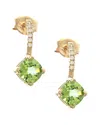 Gemstones 1.15 Ct. Tw. Diamond & Peridot 14k Earrings In Gold