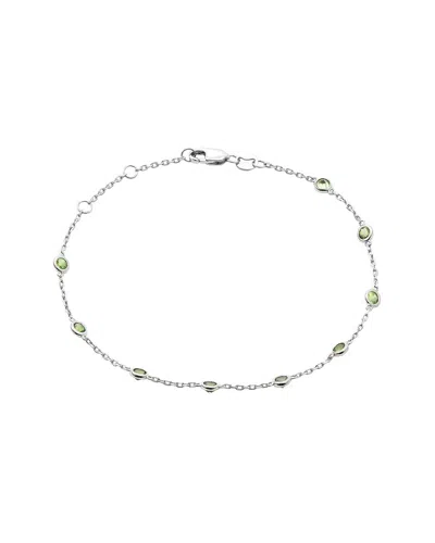 Gemstones 1.15 Ct. Tw. Peridot Silver Bracelet In Green