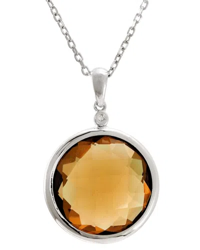GEMSTONES 11.65 CT. TW. DIAMOND & WHISKY QUARTZ SILVER NECKLACE