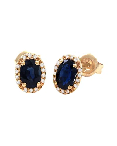 Gemstones 1.19 Ct. Tw. Diamond & Sapphire 14k Earrings In Gold