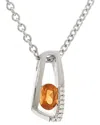 Gemstones 1.26 Ct. Tw. Diamond & Citrine Silver Necklace In Metallic