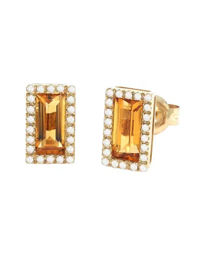GEMSTONES 1.28 CT. TW. DIAMOND & CITRINE 14K EARRINGS