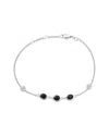 Gemstones 1.28 Ct. Tw. Diamond & Sapphire Silver Bracelet In Black