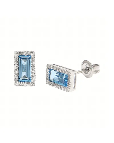 Gemstones 1.33 Ct. Tw. Diamond & Blue Topaz 14k Earrings