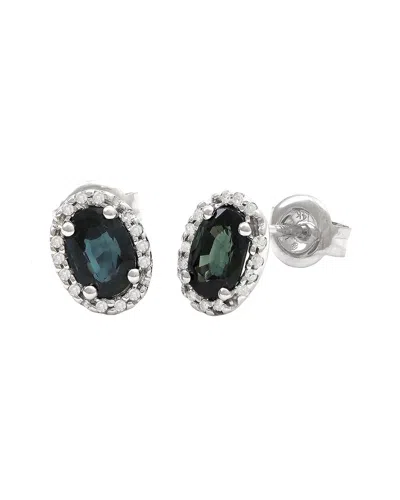 GEMSTONES 1.33 CT. TW. DIAMOND & SAPPHIRE 14K EARRINGS