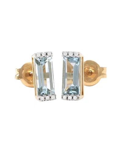 Gemstones 1.45 Ct. Tw. Diamond & Blue Topaz 14k Earrings In Gold