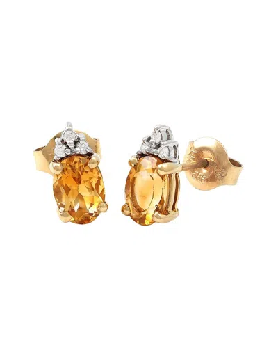 Gemstones 1.46 Ct. Tw. Diamond & Citrine 14k Earrings In Gold