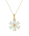 Gemstones 14k 0.01 Ct. Tw. Diamond & Opal Flower Necklace