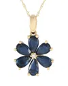 Gemstones 14k 0.01 Ct. Tw. Diamond & Sapphire Flower Necklace