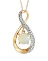 Gemstones 14k 0.03 Ct. Tw. Diamond & Opal Pendant Necklace