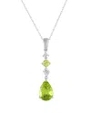 Gemstones 14k 0.05 Ct. Tw. Diamond & Peridot Pendant Necklace