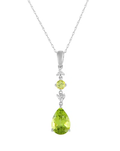 Gemstones 14k 0.05 Ct. Tw. Diamond & Peridot Pendant Necklace