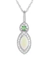 Gemstones 14k 0.07 Ct. Tw. Diamond & Gemstone Pendant Necklace