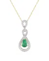Gemstones 14k 0.08 Ct. Tw. Diamond & Emerald Necklace