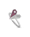 Gemstones 14k 0.08 Ct. Tw. Diamond & Ruby Ring In Metallic