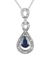 Gemstones 14k 0.08 Ct. Tw. Diamond & Sapphire Pendant Necklace