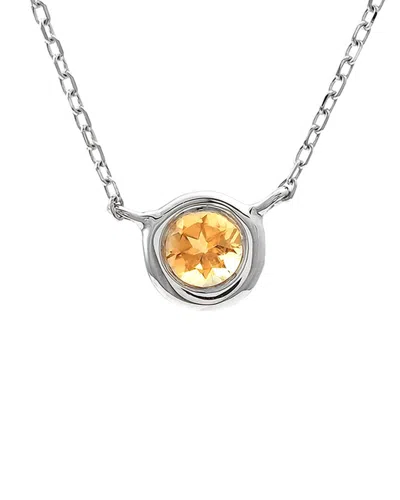 Gemstones 14k 0.10 Ct. Tw. Citrine Necklace In Metallic