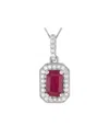Gemstones 14k 0.10 Ct. Tw. Diamond & Ruby Necklace