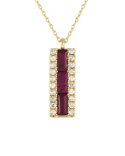Gemstones 14k 0.10 Ct. Tw. Diamond & Ruby Pendant Necklace In Red