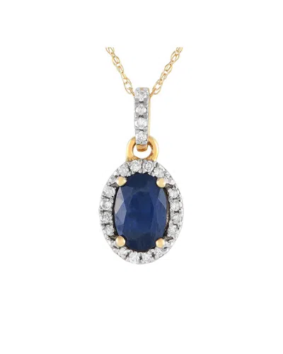 Gemstones 14k 0.10 Ct. Tw. Diamond & Sapphire Pendant Necklace In Gold