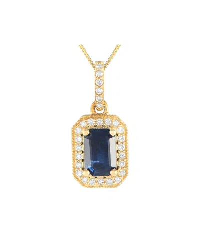 Gemstones 14k 0.10 Ct. Tw. Diamond & Sapphire Pendant Necklace In Gold