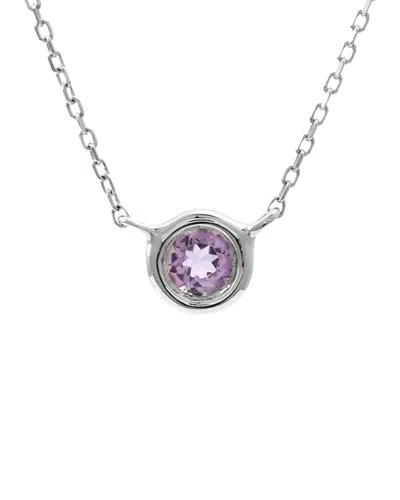 Gemstones 14k 0.11 Ct. Tw. Amethyst Necklace In Metallic