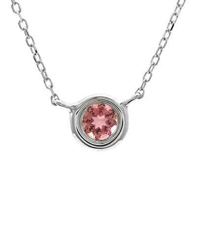 Gemstones 14k 0.12 Ct. Tw. Pink Tourmaline Necklace In Metallic