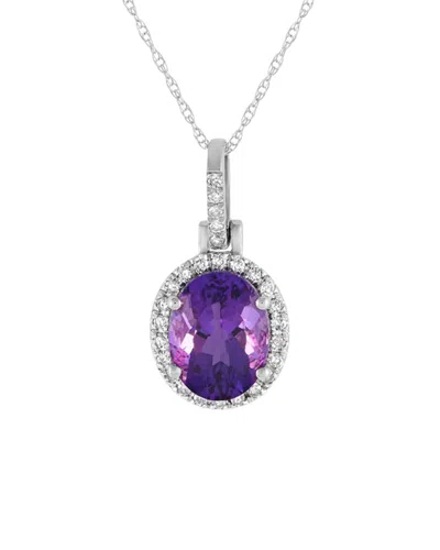Gemstones 14k 0.13 Ct. Tw. Diamond & Amethyst Pendant Necklace