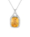 Gemstones 14k 0.13 Ct. Tw. Diamond & Citrine Pendant Necklace