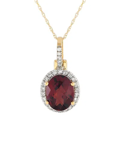 Gemstones 14k 0.13 Ct. Tw. Diamond & Garnet Pendant Necklace