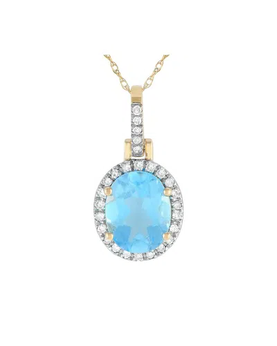 Gemstones 14k 0.13 Ct. Tw. Diamond & Topaz Oval Pendant In Gold