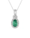 Gemstones 14k 0.15 Ct. Tw. Diamond & Emerald Necklace
