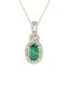 Gemstones 14k 0.15 Ct. Tw. Diamond & Emerald Necklace