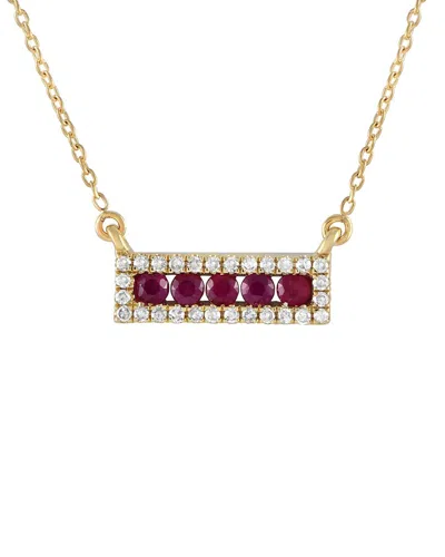 Gemstones 14k 0.15 Ct. Tw. Diamond & Ruby Pendant Necklace