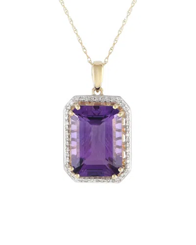 Gemstones 14k 0.20 Ct. Tw. Diamond & Amethyst Pendant Necklace In Purple