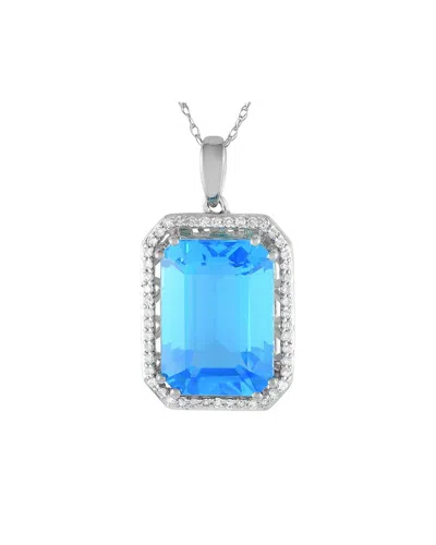 Gemstones 14k 0.20 Ct. Tw. Diamond & Topaz Necklace In Blue