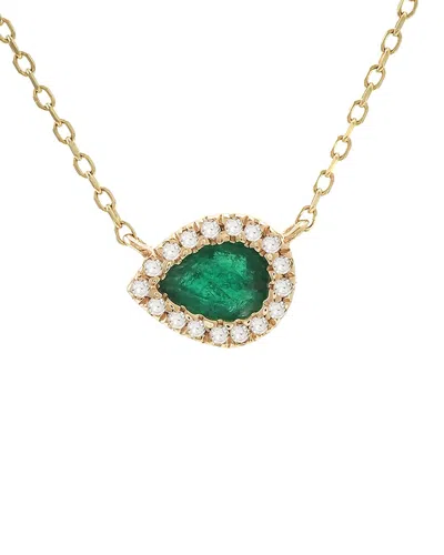 Gemstones 14k 0.22 Ct. Tw. Diamond & Emerald Necklace In Gold