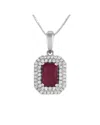Gemstones 14k 0.24 Ct. Tw. Diamond & Ruby Necklace